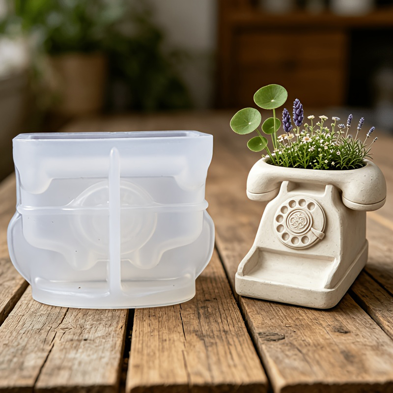 3D Printing Pot - 3D Vintage Drehscheiben-Telefon Sukkulenten-Topf Silikonform DIY
