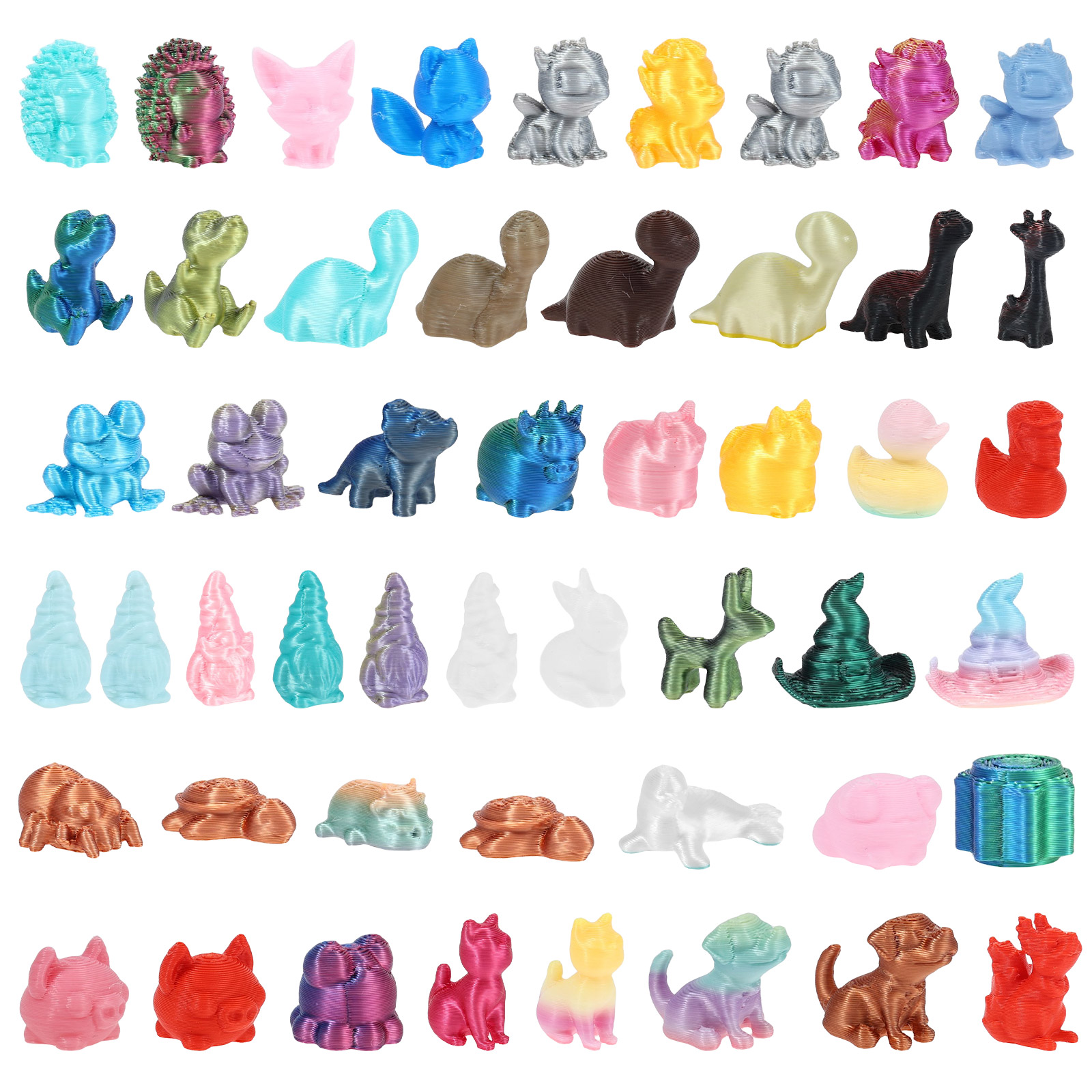 3D Printing Pot - 50 Stück Mini-Spielzeug 3D-Gedruckte PLA Tierfiguren
