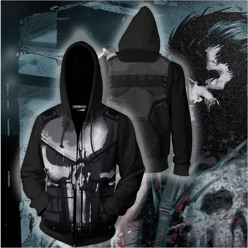3D Printing Aliexpress - 3D-gedruckter Punisher Kapuzenpullover mit Reißverschluss, AliExpress-Großhandelsquelle,