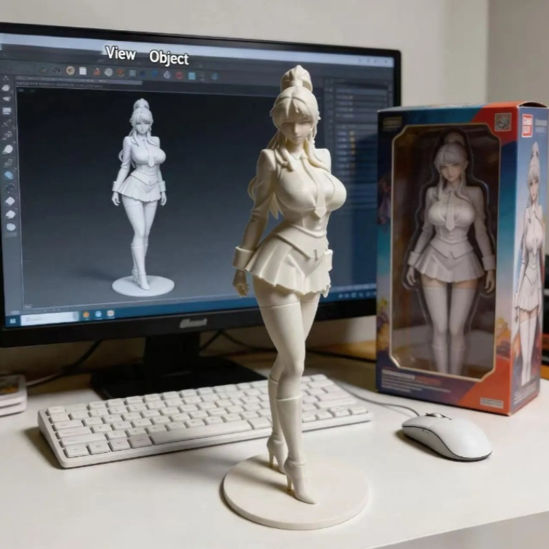 3D Printing Mockup - 3D-gedrucktes Ornament „Pure Desire“, High-Ponytail-Uniform, Anime-Figur,