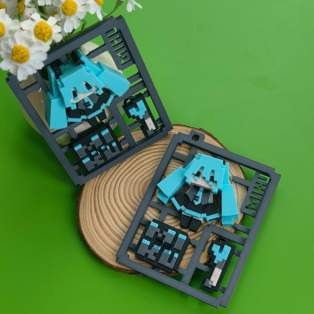 3D Printing Gundam - 3D-gedrucktes niedliches Pixel-Hatsune-Miku-Modell, halbmontiert, mit Basis,